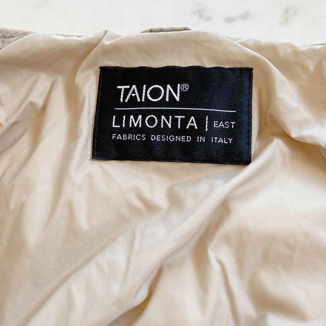 タイオン　リモンタイースト　別注ウエスト切替えノーカラーダウン　ベージュ