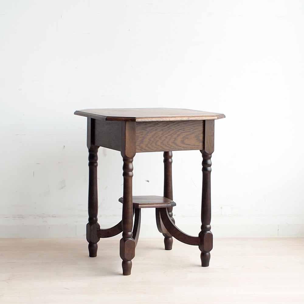 アンティーク オーク材 サイドテーブル 引出付き ZR24199