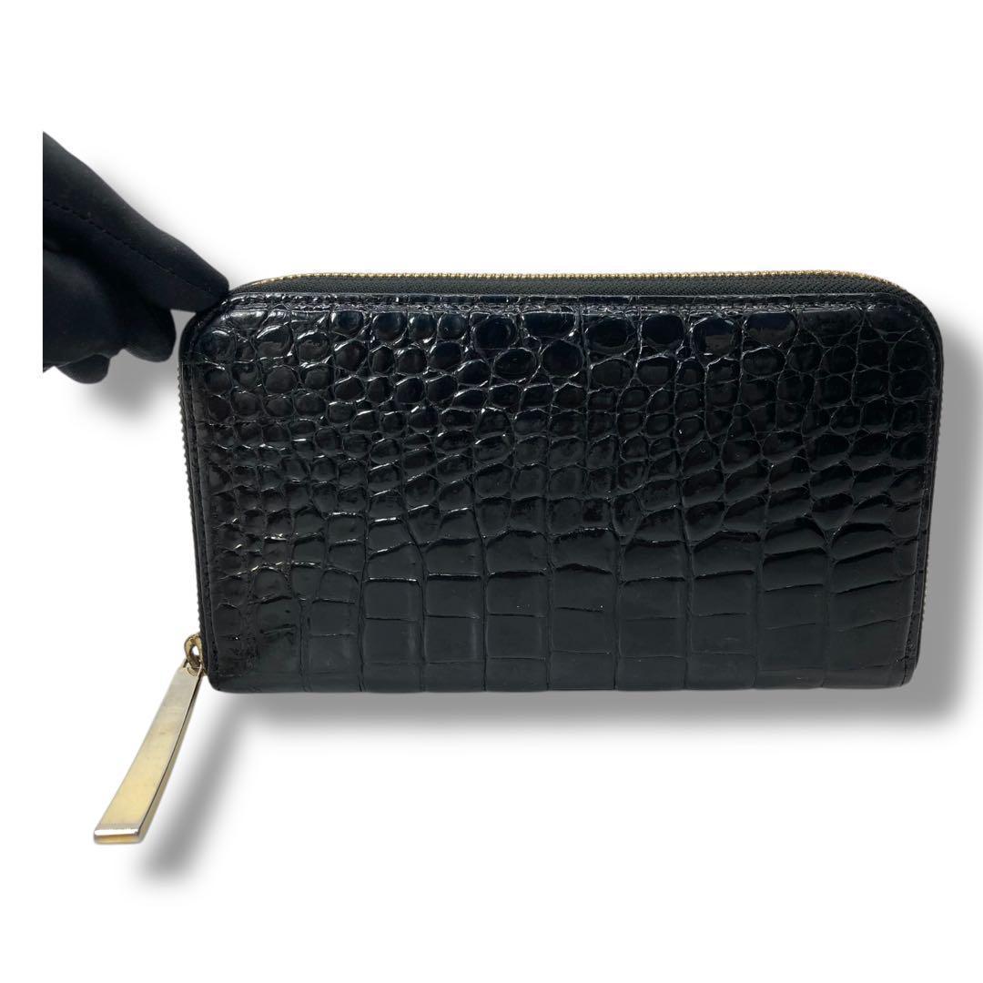 ✨良品✨池田工芸　クロコダイル　シャイニング 長財布　ラウンドファスナー 金具