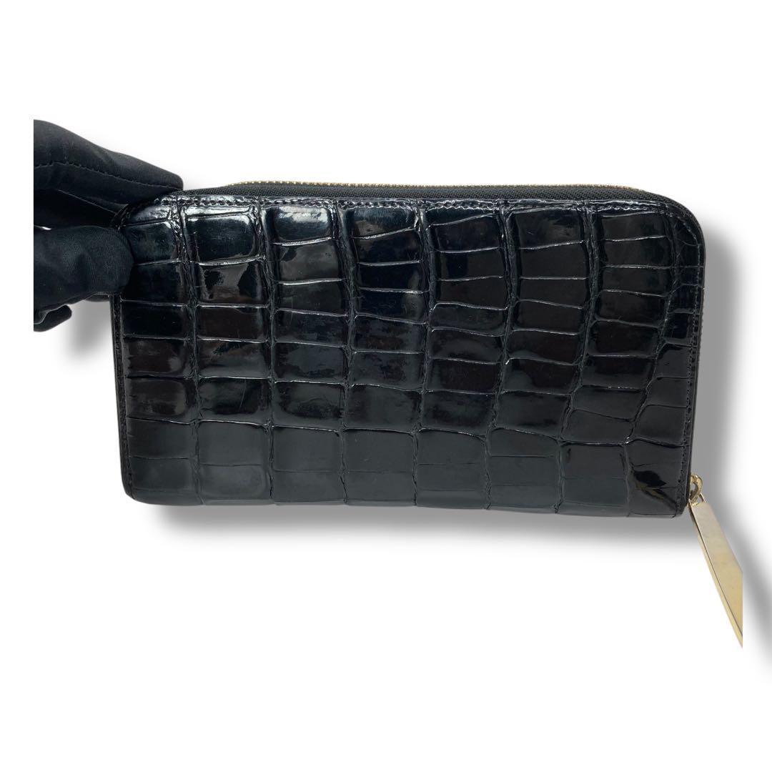 ✨良品✨池田工芸　クロコダイル　シャイニング 長財布　ラウンドファスナー 金具