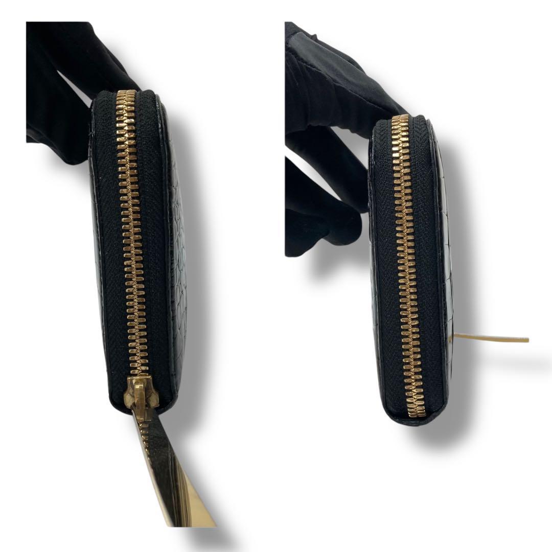 ✨良品✨池田工芸　クロコダイル　シャイニング 長財布　ラウンドファスナー 金具