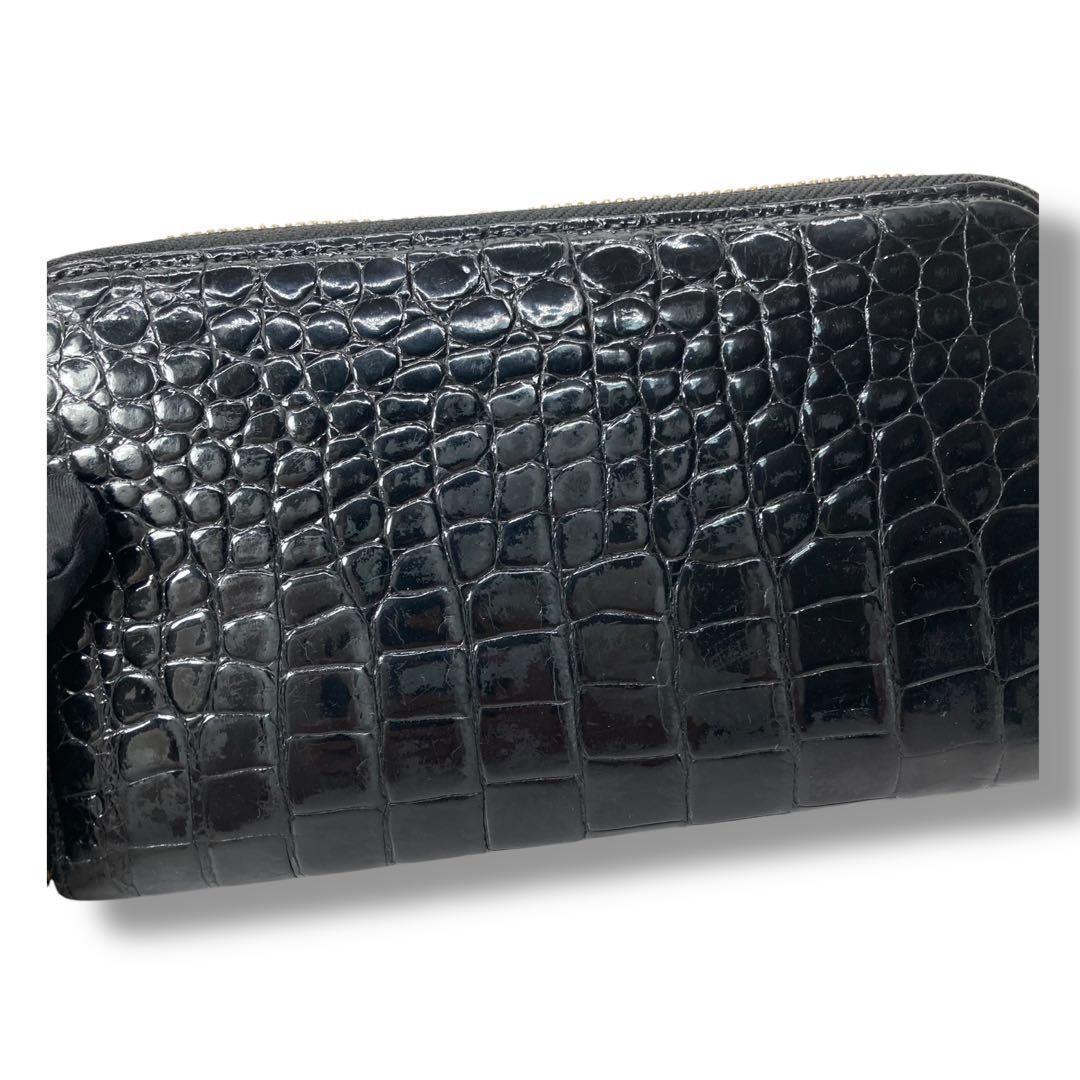 ✨良品✨池田工芸　クロコダイル　シャイニング 長財布　ラウンドファスナー 金具