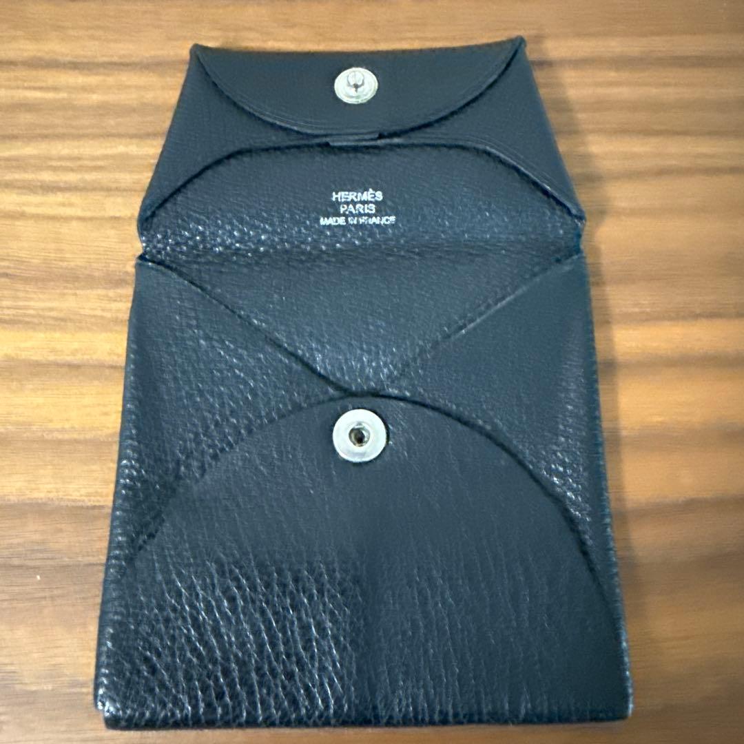 エルメスHERMES バスティア ケース ブラック Bastia シボ革黒