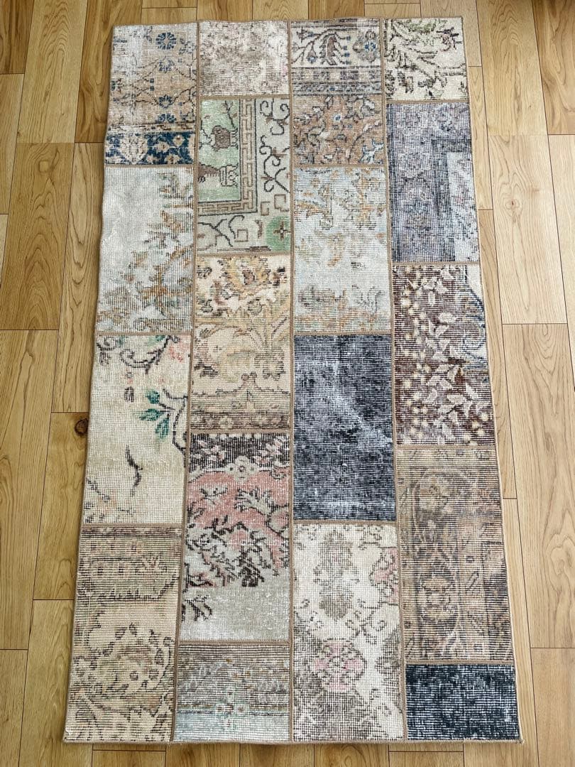 【3日間だけ値下げ】②未使用 トルコ　ラグ　パッチワーク　ヴィンテージ　絨毯