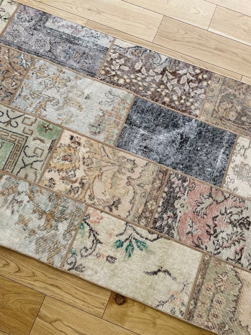 【3日間だけ値下げ】②未使用 トルコ　ラグ　パッチワーク　ヴィンテージ　絨毯