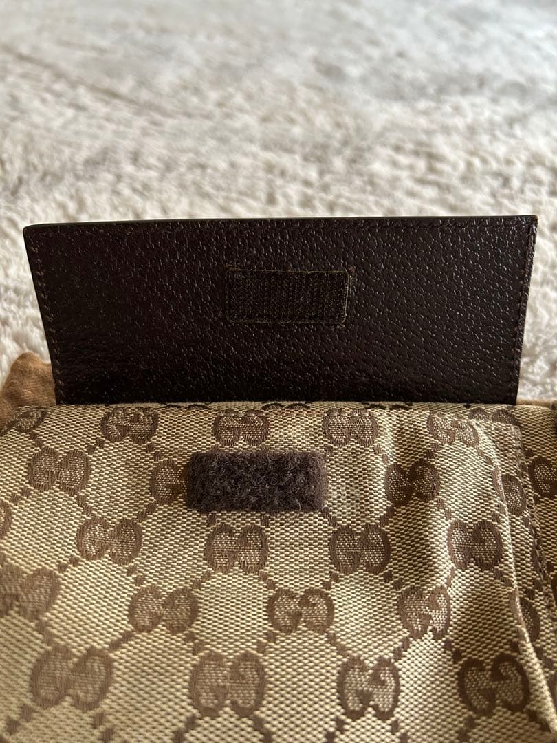 GUCCI グッチ　ボディバッグ　GGキャンバス　レザー　ブラウン