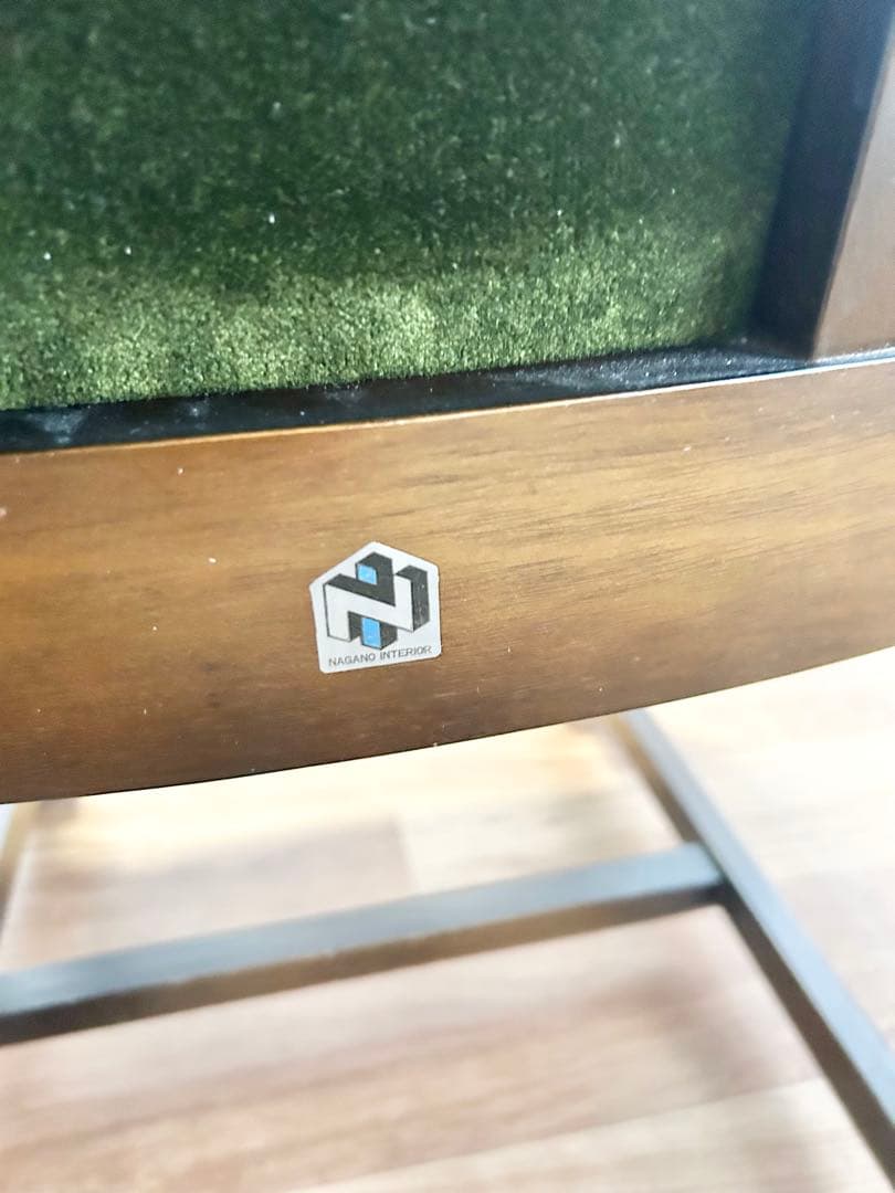 645 ナガノインテリア　ダイニングチェア　2脚 北欧 ベロア　リビング　a