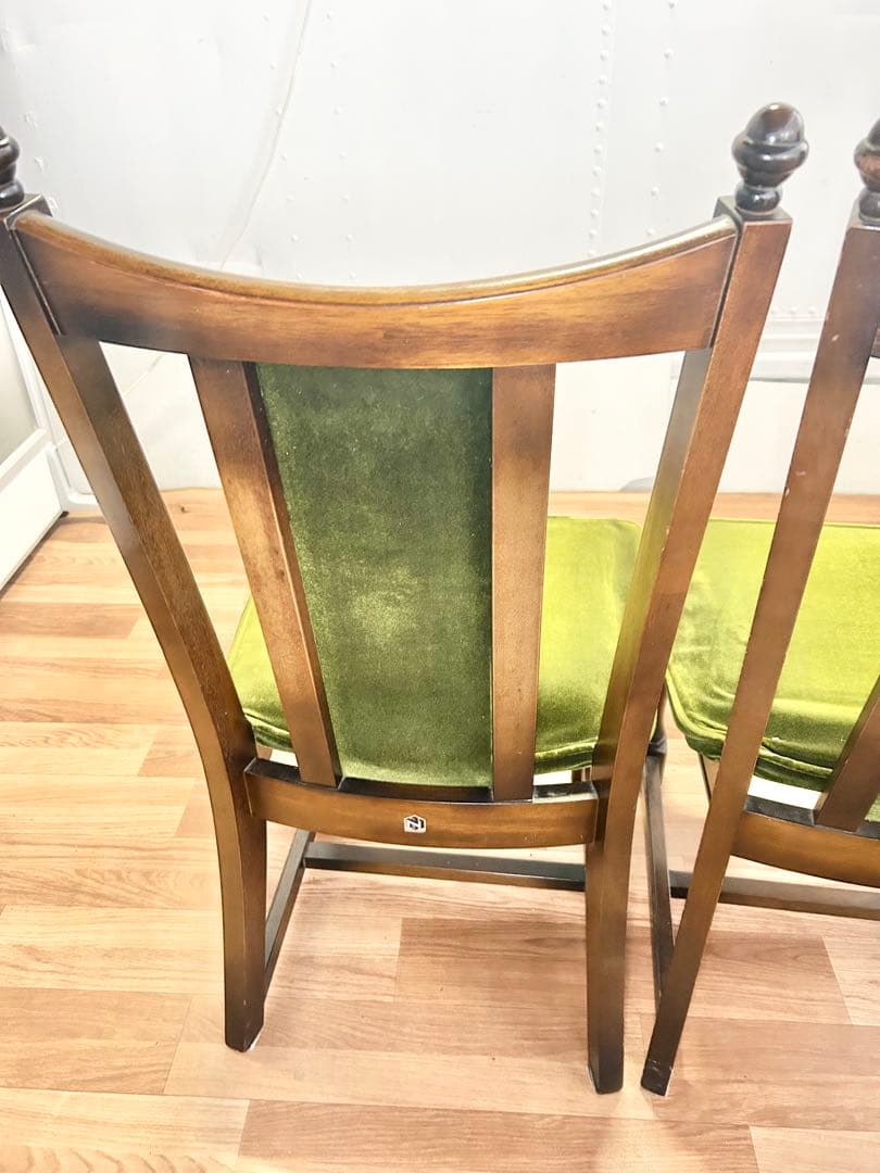 645 ナガノインテリア　ダイニングチェア　2脚 北欧 ベロア　リビング　a