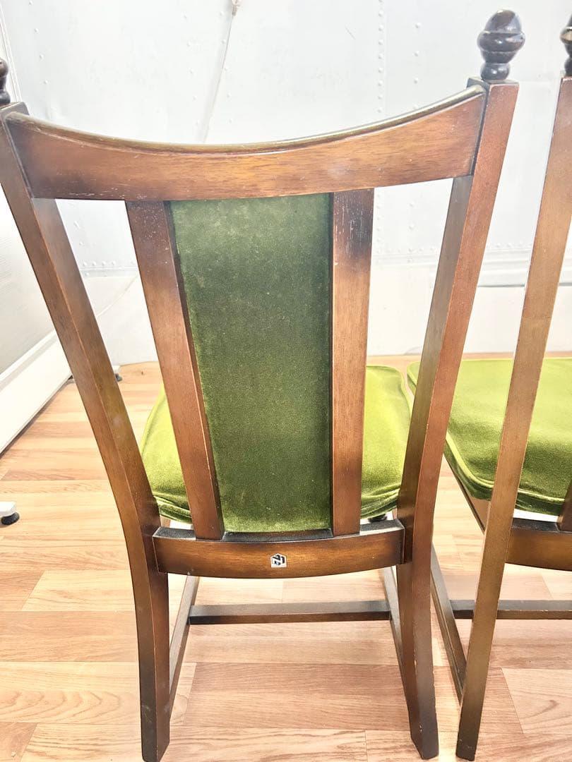 645 ナガノインテリア　ダイニングチェア　2脚 北欧 ベロア　リビング　a