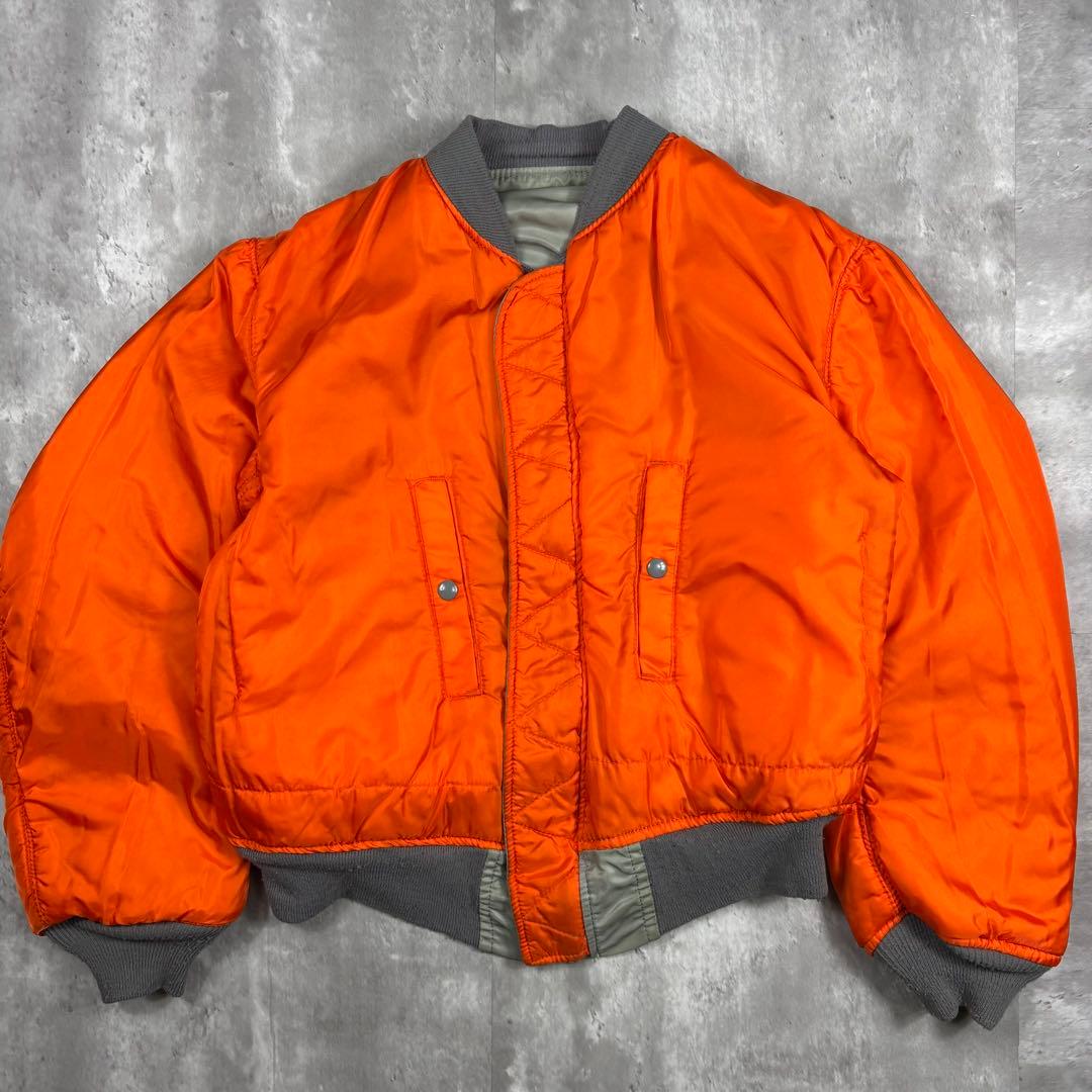 80sUSA製ALPHAアルファMA-1 フライトジャケット Mシルバー