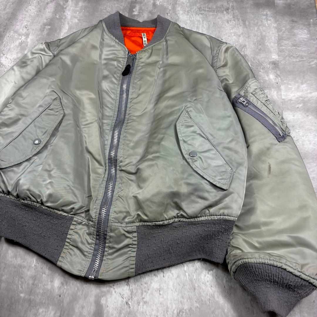 80sUSA製ALPHAアルファMA-1 フライトジャケット Mシルバー