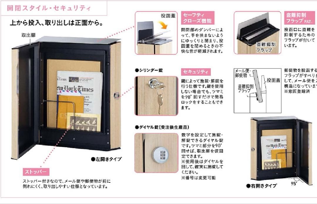 郵便ポスト　ヴィコWH ダイヤル錠　左開き　マットブラック　定価41,910新品