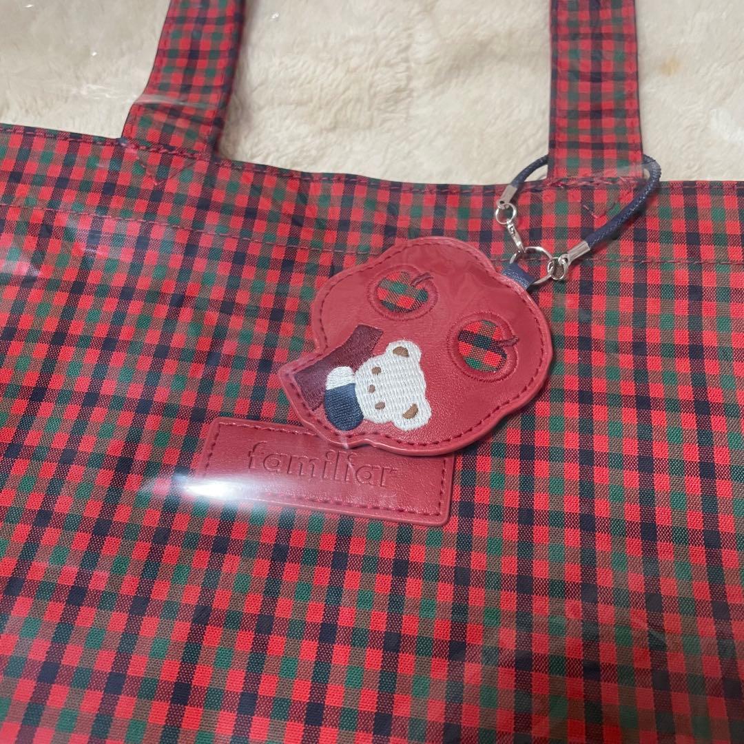 familiar ファミリア チェック トートバッグ 大 新品未開封 赤 タグ付