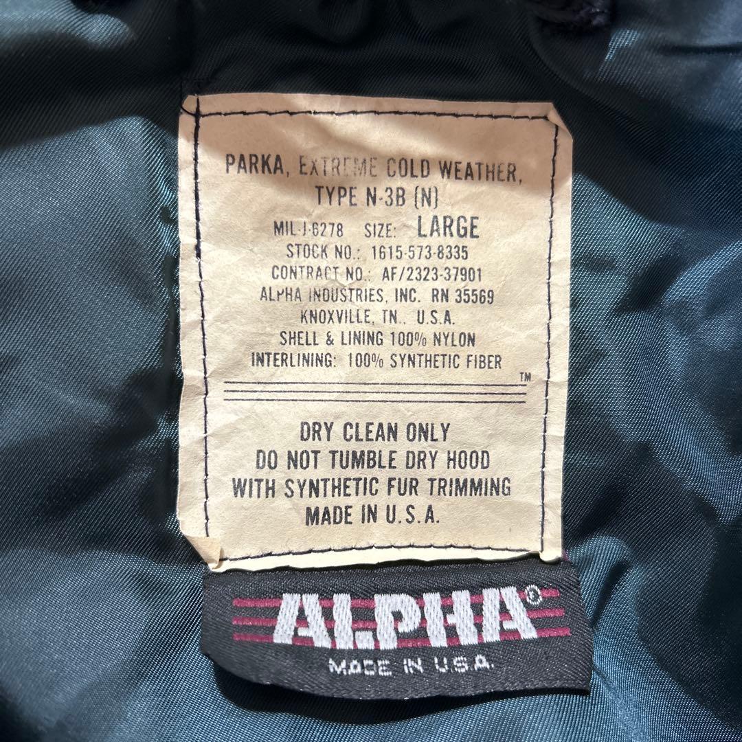 アルファALPHA N-3B 旧タグUSA製Iフライトジャケット L 80s