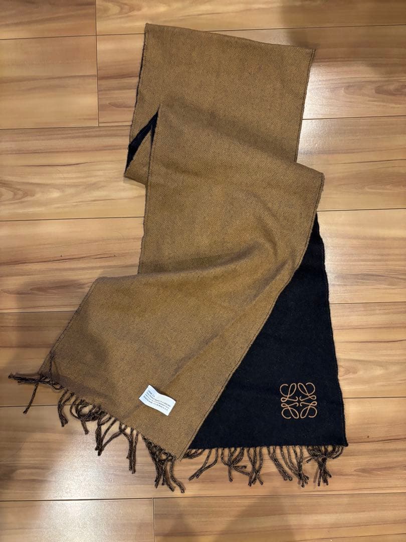 LOEWE リバーシブルマフラー ブラウン ブラック