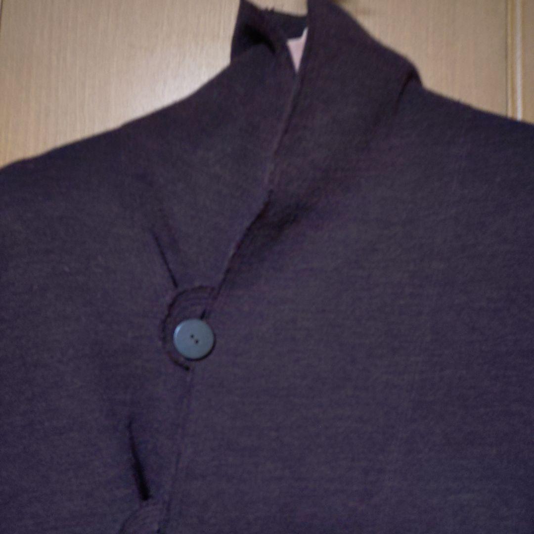 ヨーガンレール　ダークブラウン ボタン付きロングコート　毛100%