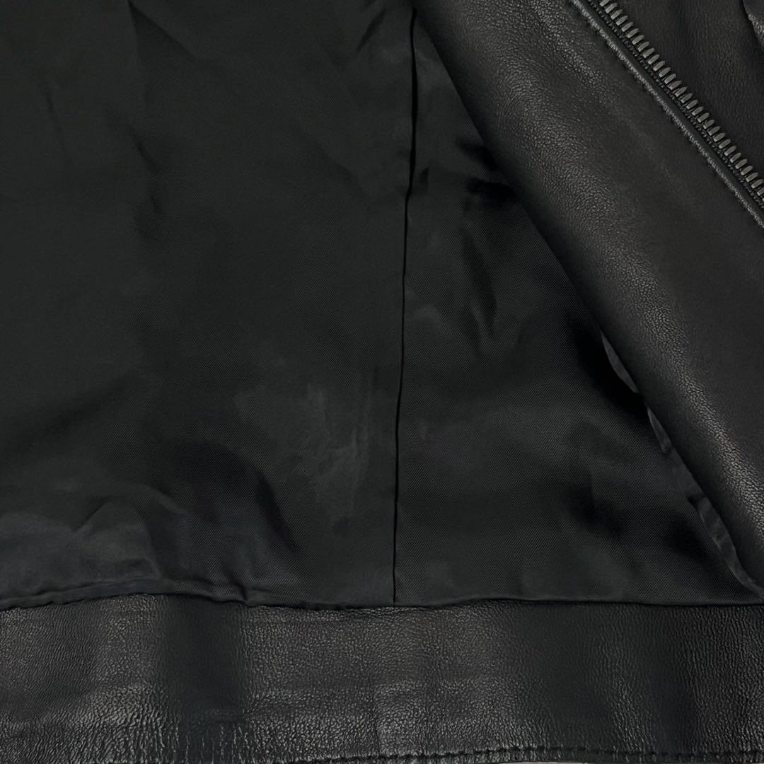 23区　ニジュウサンク　ノーカラーレザージャケット　羊革　ブラック　44サイズ