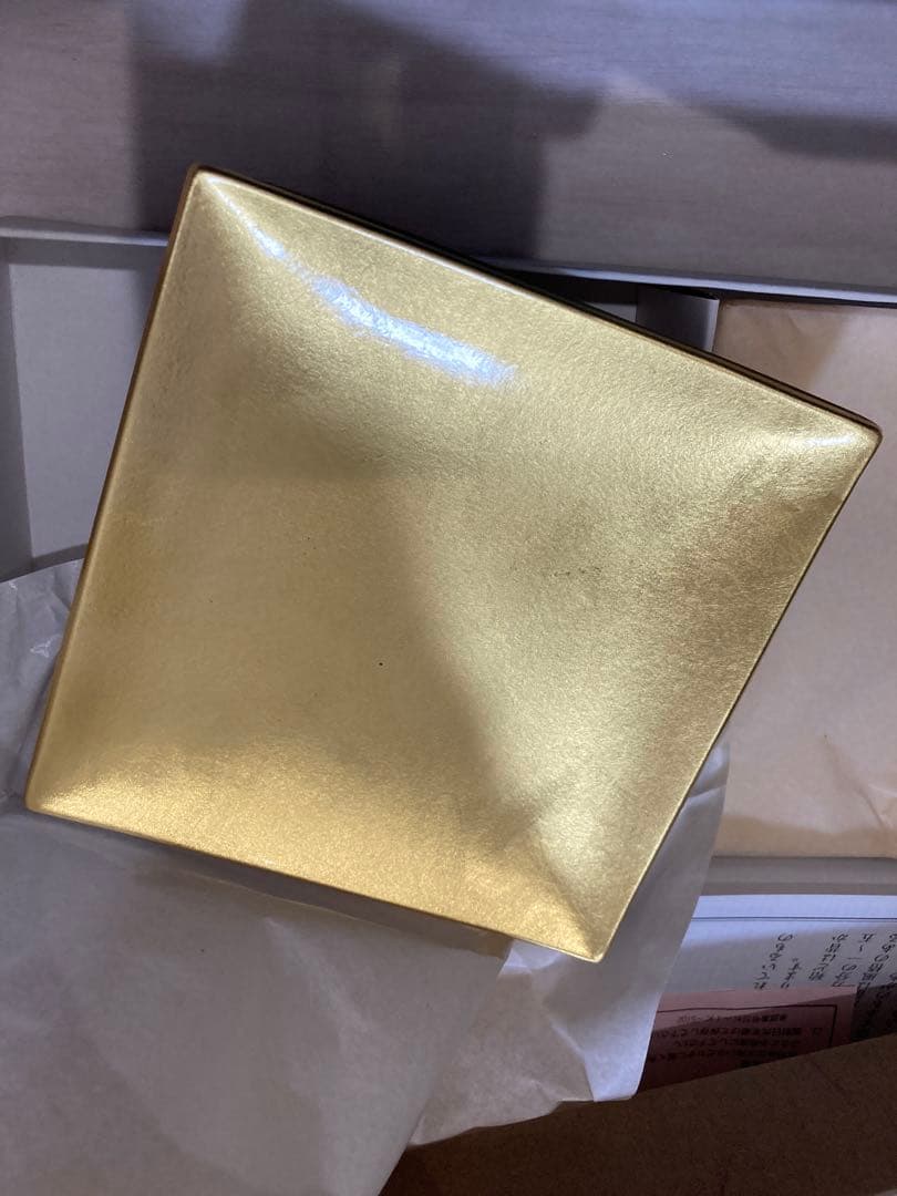 純金箔使用 金箔工芸品 角皿 5客揃 共箱・栞付き 未使用保管品 正月 会席