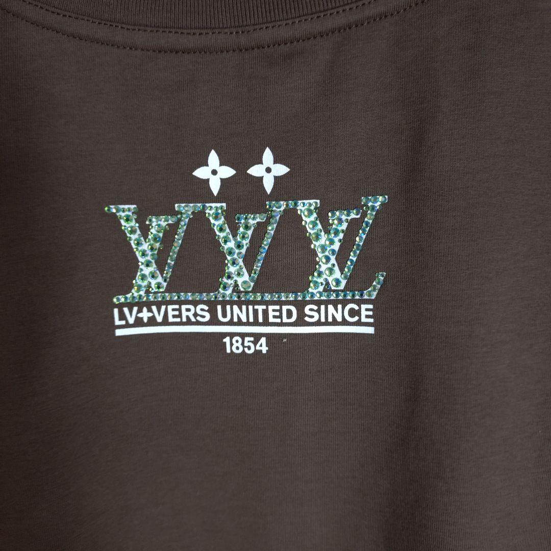 【最高級の逸品】ルイヴィトン☆センターロゴラインストーンTシャツXLサイズ相当