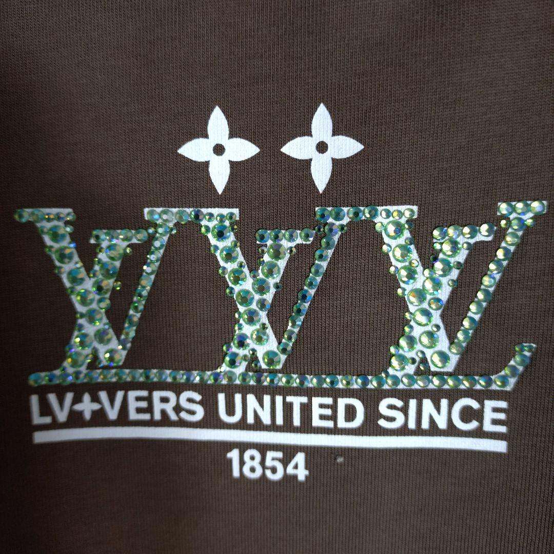 【最高級の逸品】ルイヴィトン☆センターロゴラインストーンTシャツXLサイズ相当