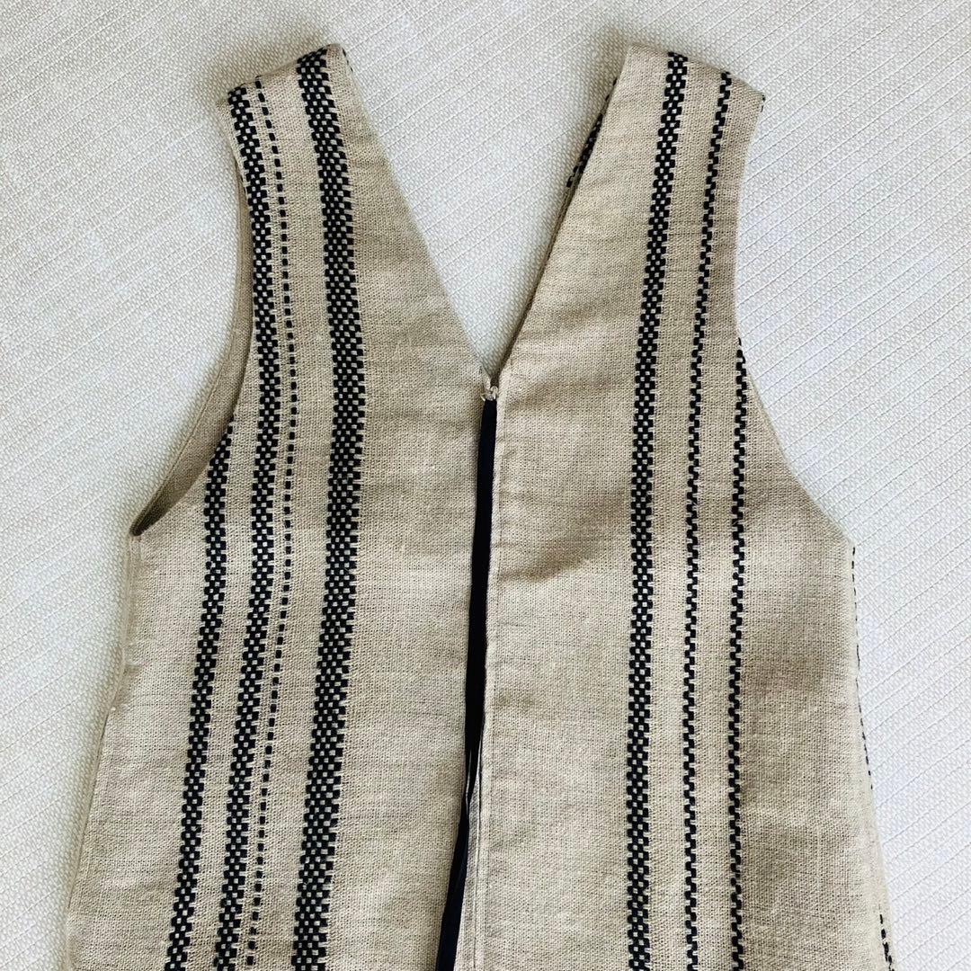 【美品】ジェーンスミス ジャンパースカート リネン ストライプ スリット