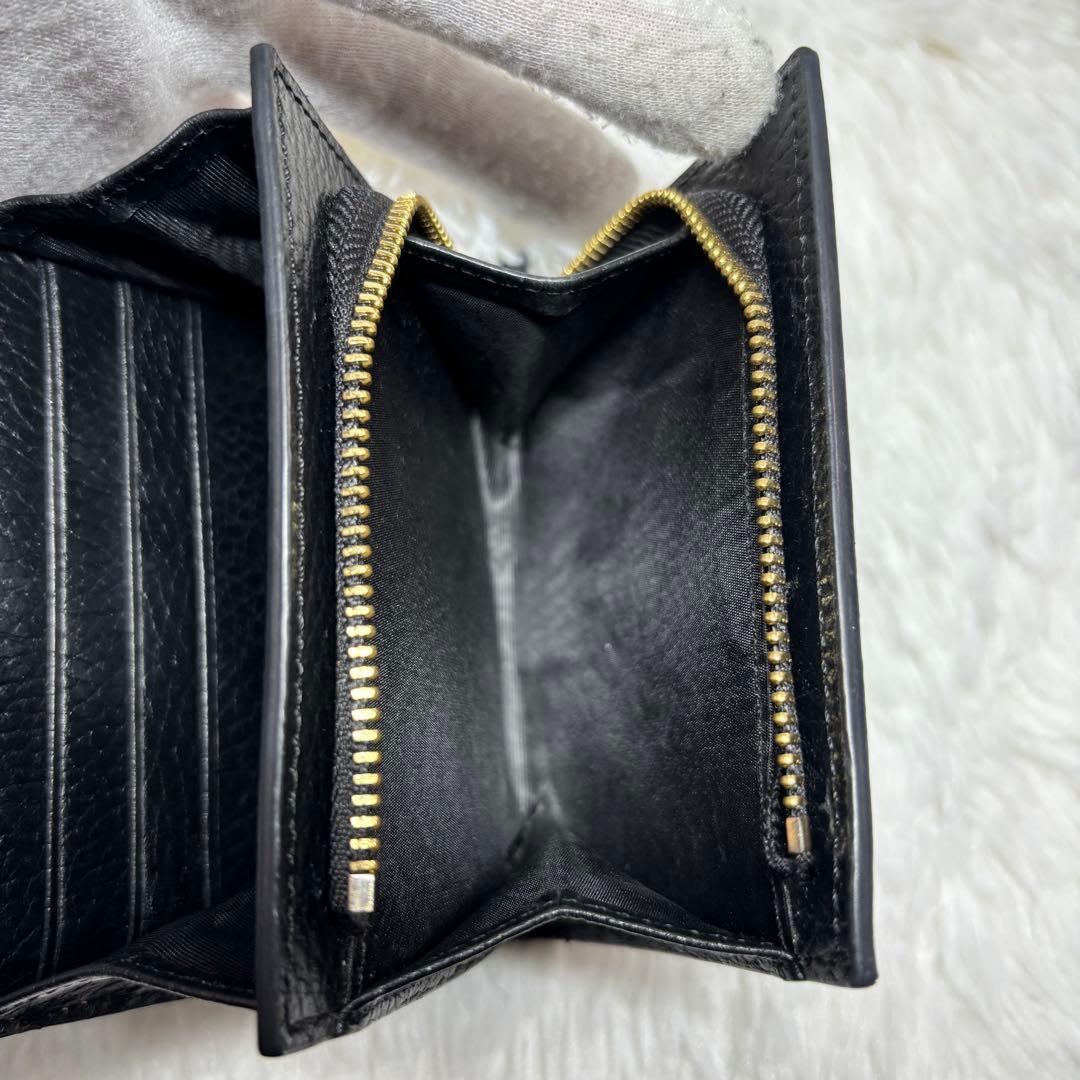 ✨美品✨ グッチ GGスプリーム マーモント 折り財布 L字 PVC レザー 黒