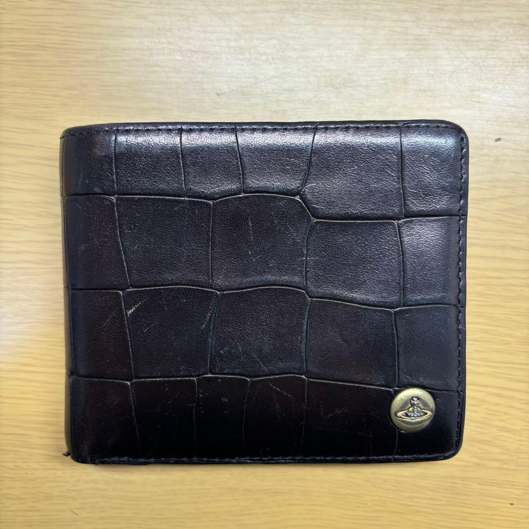 ヴィヴィアンウエストウッド クロコダイル型押し 二つ折り財布
