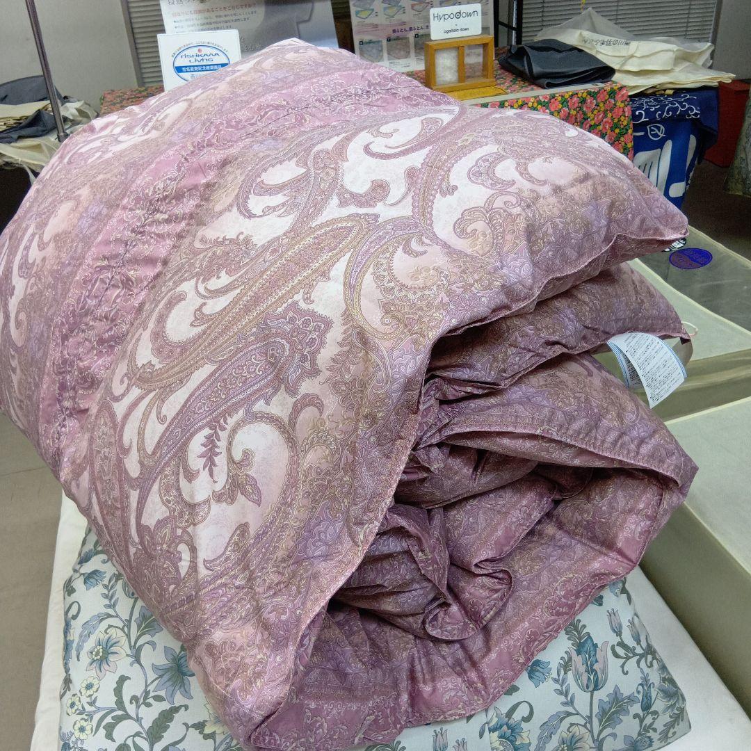 リフレッシュ(リサイクル)羽毛掛布団ダブルサイズ　カバー付き