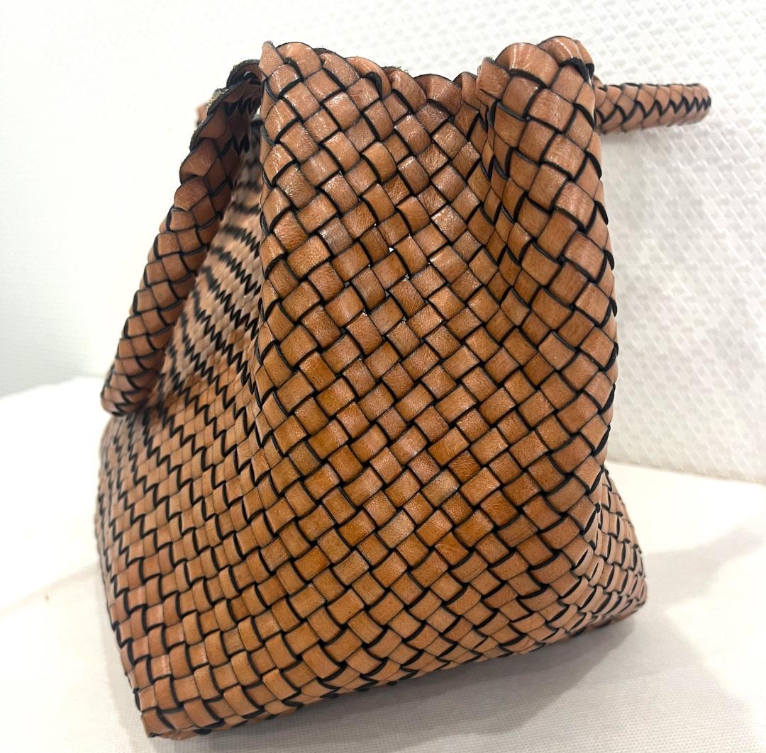 HIROFU ヒロフ イントレチャート レザートートバッグ ブラウン 本革 袋付