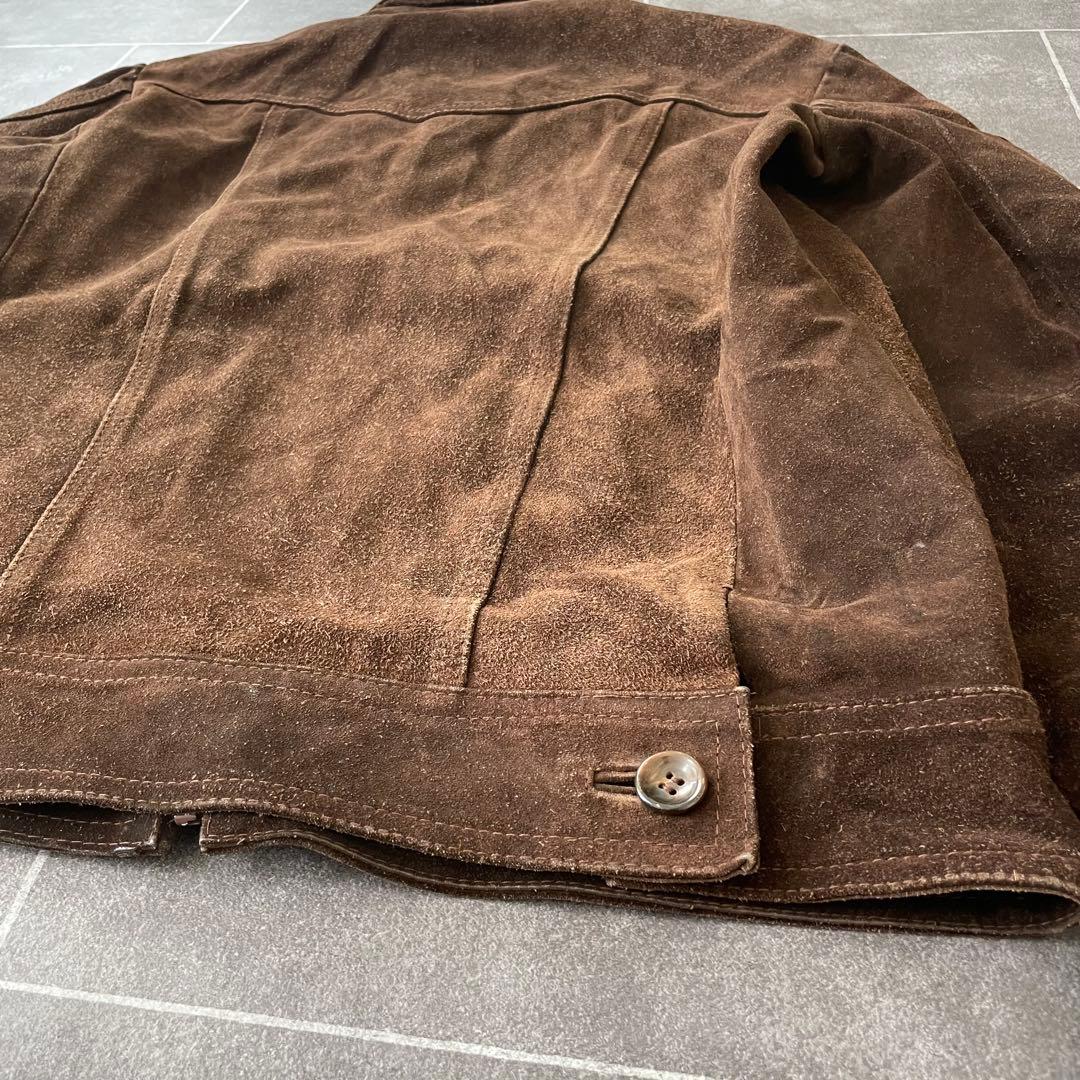 euro vintage 本革 スウェードレザージャケット 短丈 ブラウン