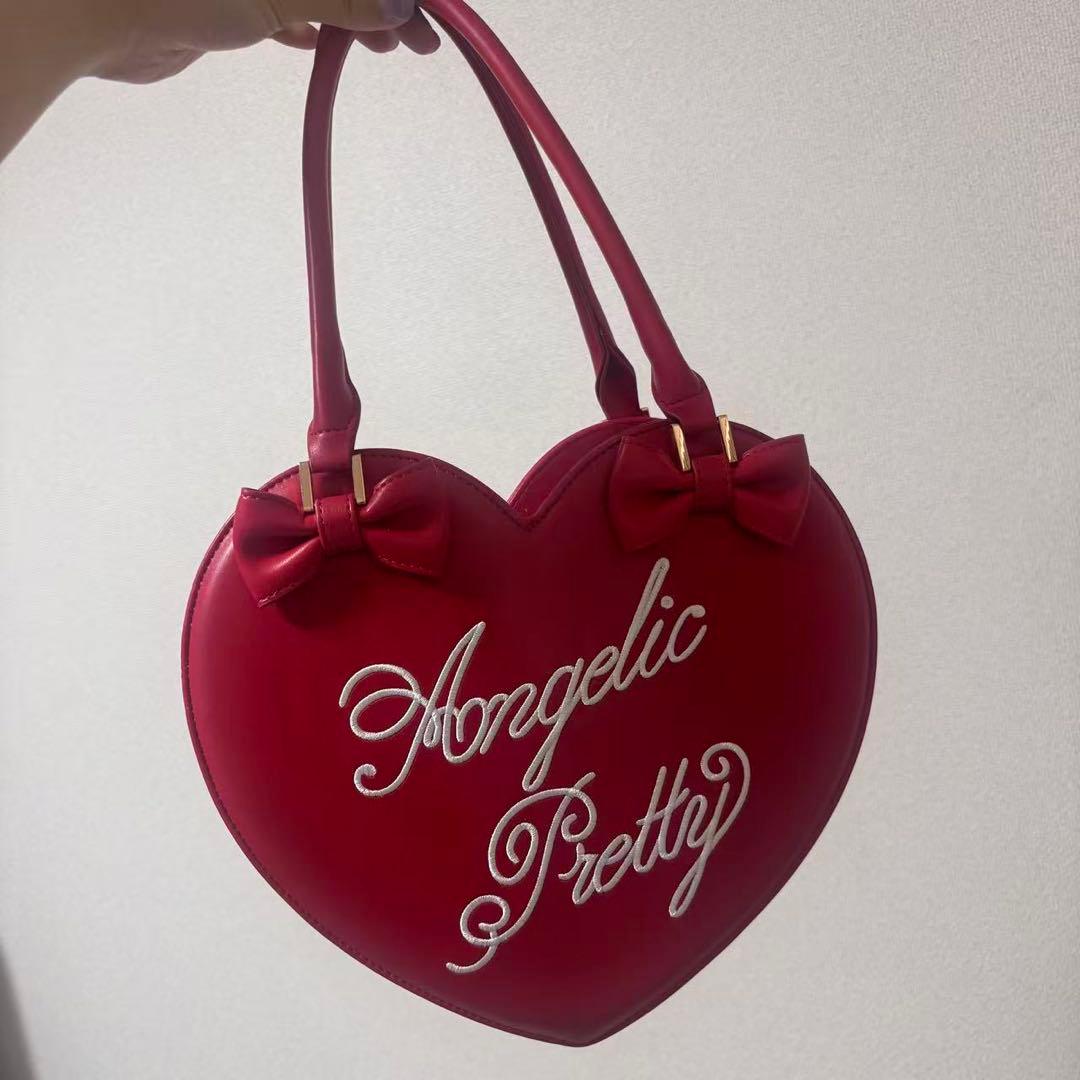 Angelic Pretty ハート バッグ ピンク ロゴ刺繍