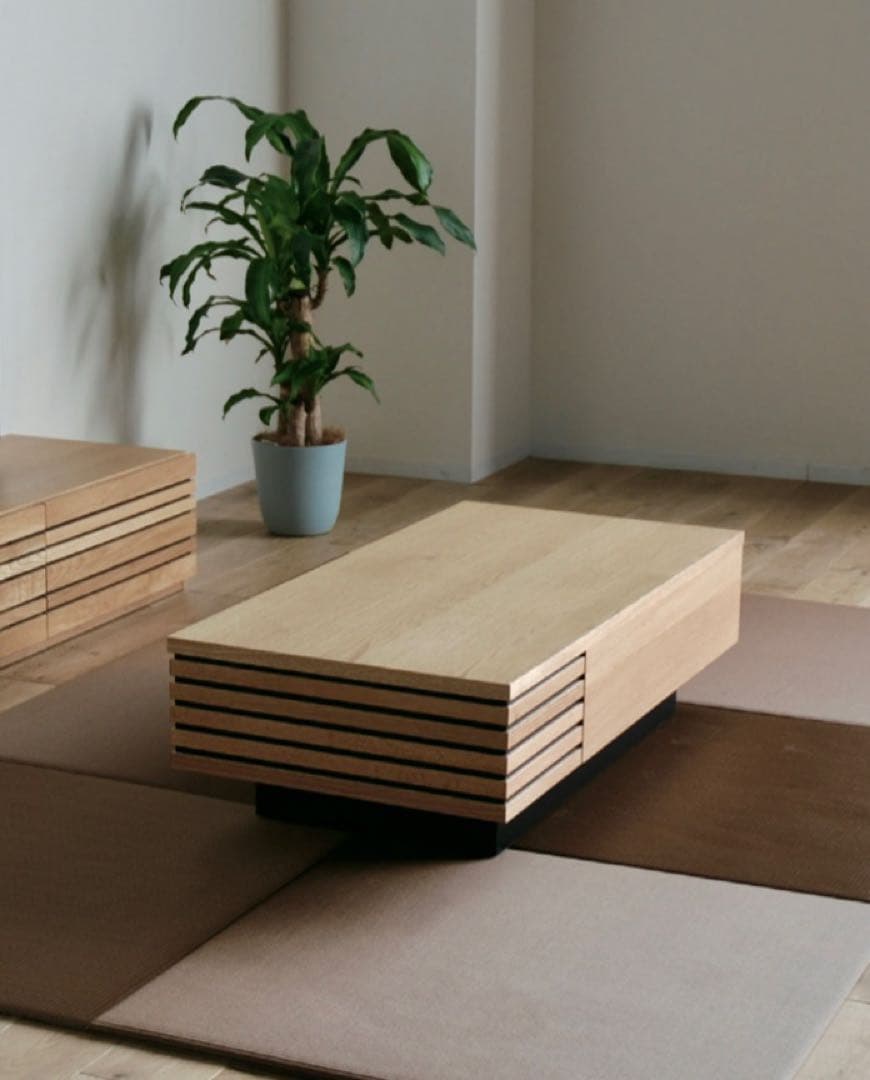 リビングテーブル コーヒーテーブル ホワイトオーク 引き出し付 日本製 モリタ