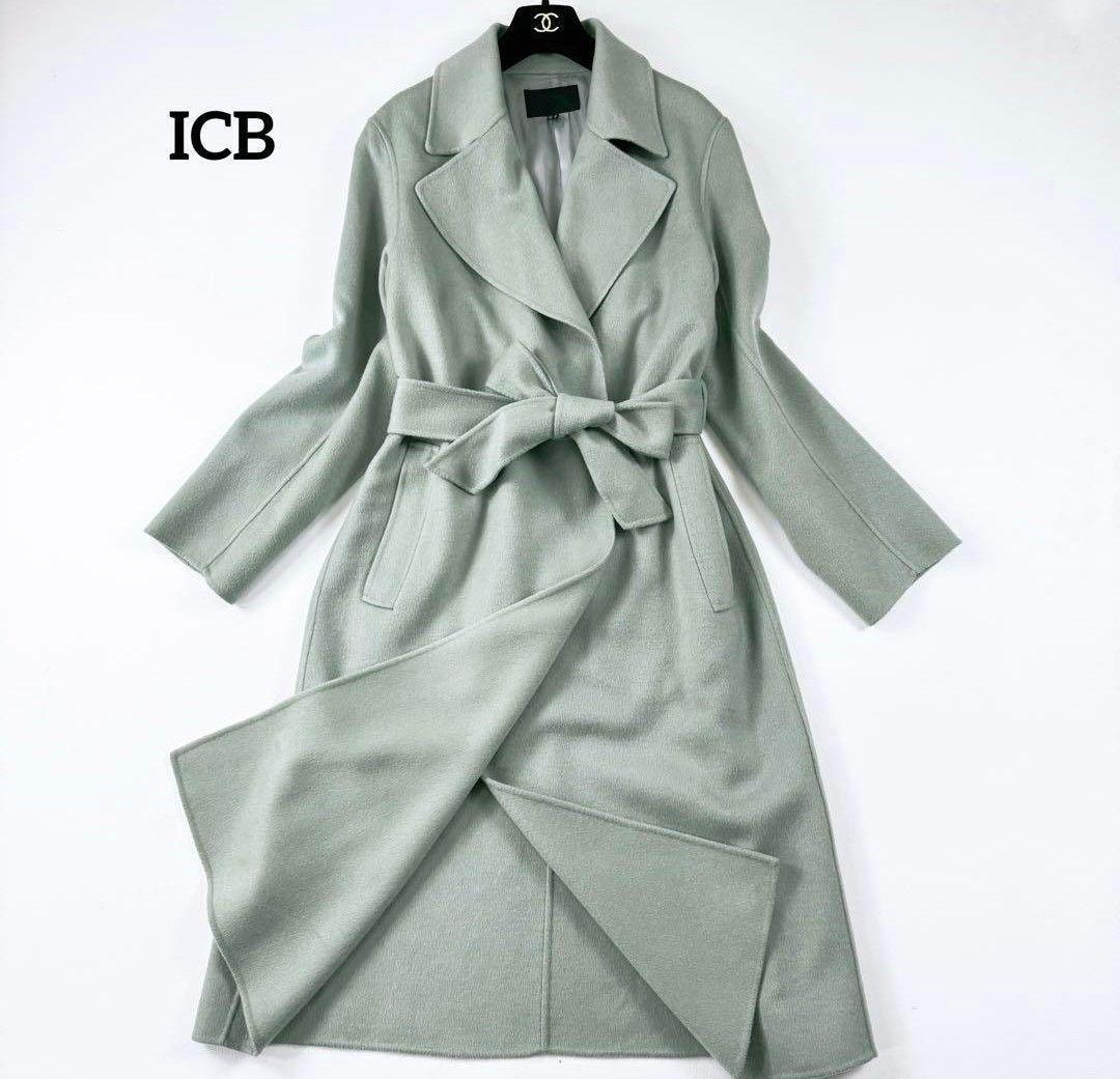 iCB カシミヤ ウールリバー ベルテッドコート 大きめサイズ