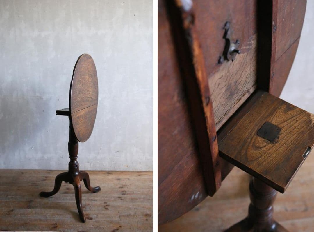 Ktat 英国アンティーク木製チルトトップテーブル/折畳式机サイドテーブル
