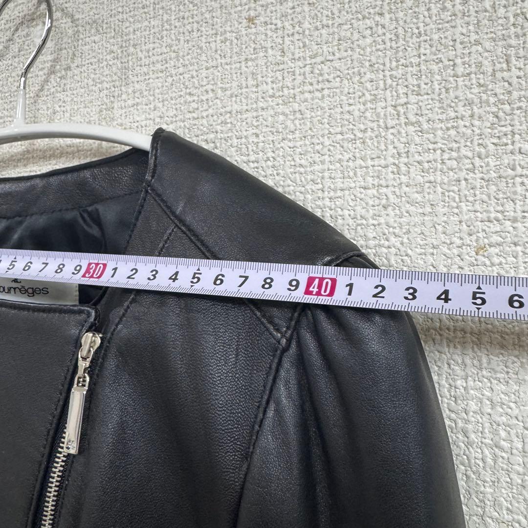 クレージュ レザー ダブルライダース 40サイズ ブランドロゴ付き 羊革