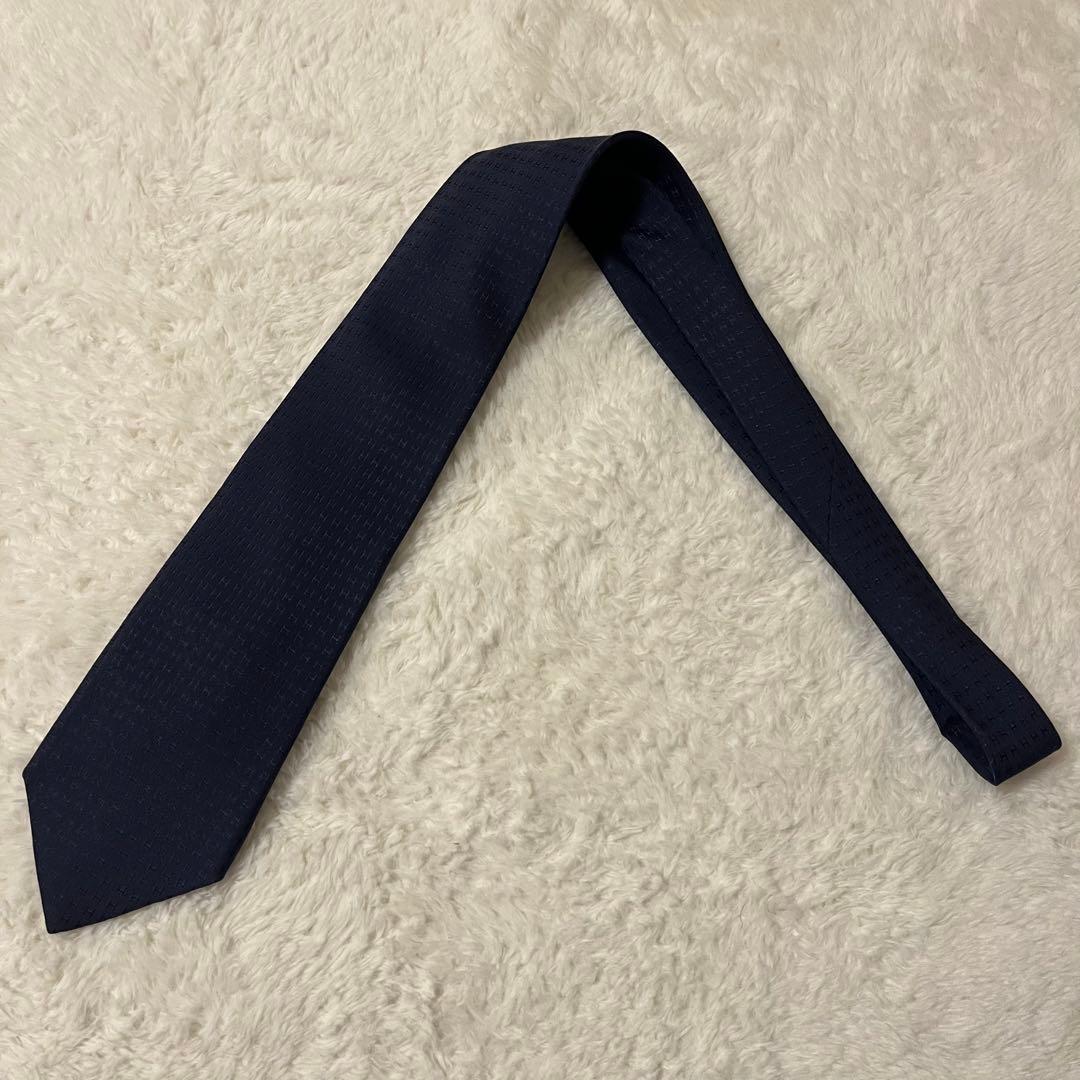 極美品！ エルメス ネクタイ H柄 ファソネ ネイビー