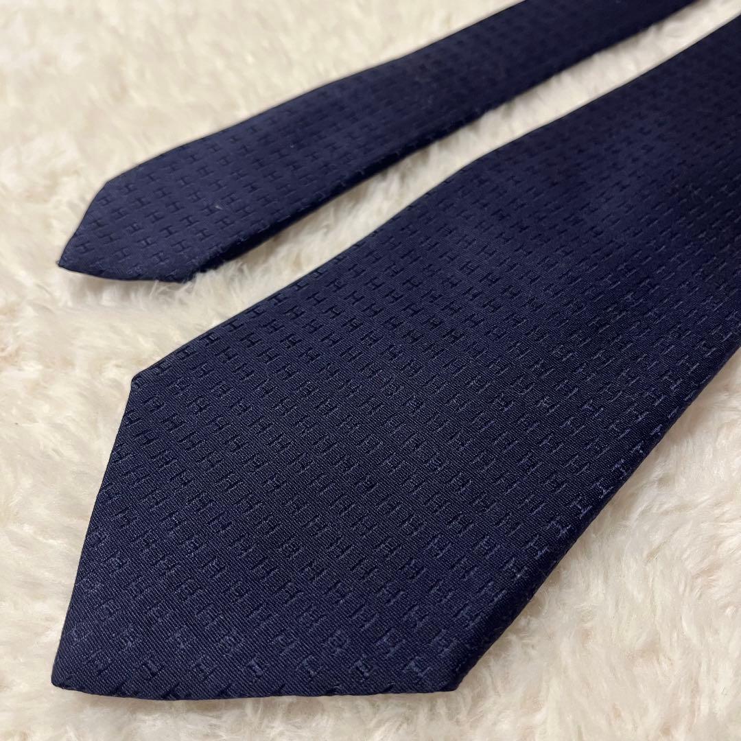 極美品！ エルメス ネクタイ H柄 ファソネ ネイビー