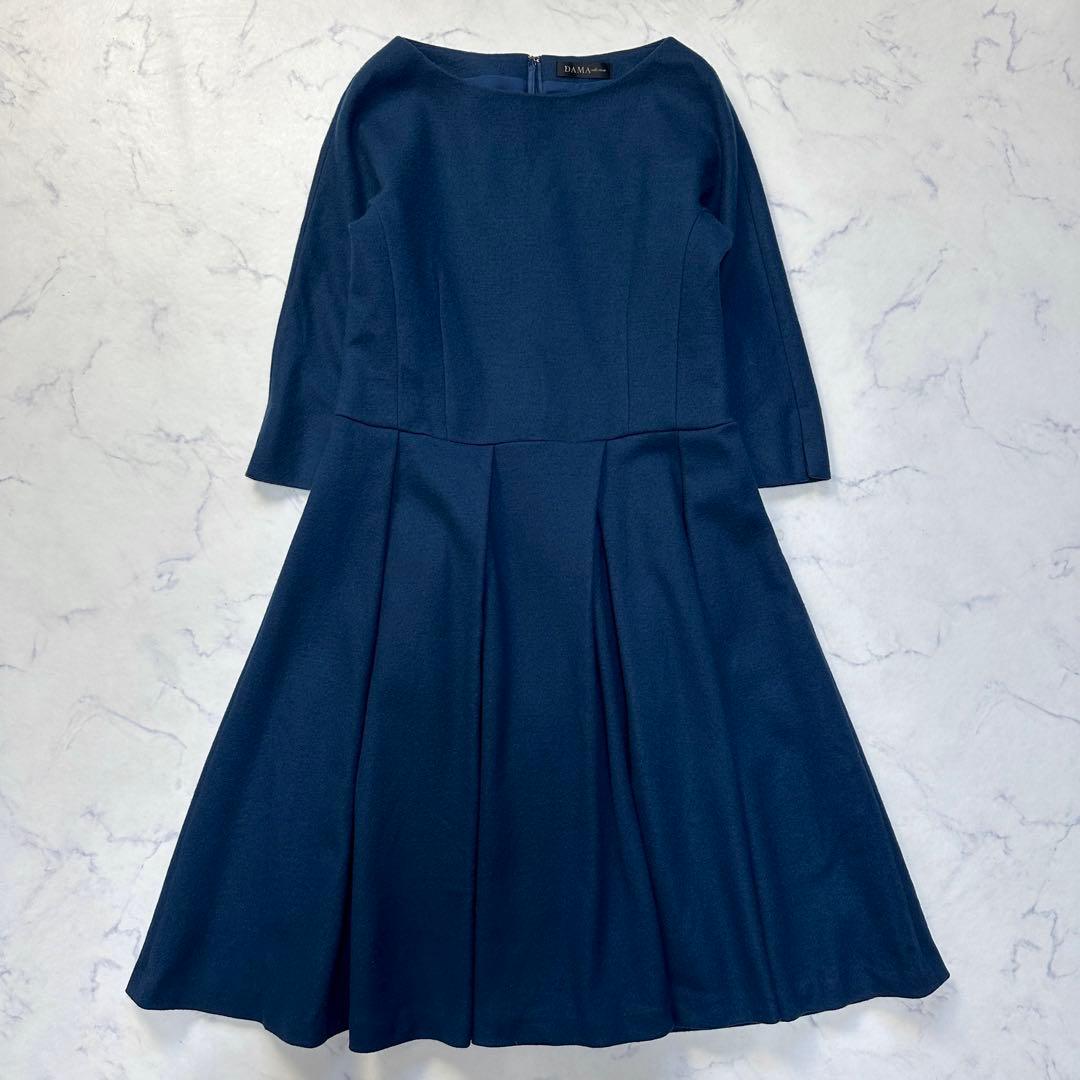 ダーマコレクション 圧縮ウール タックフレア 七分袖ワンピース　13AR