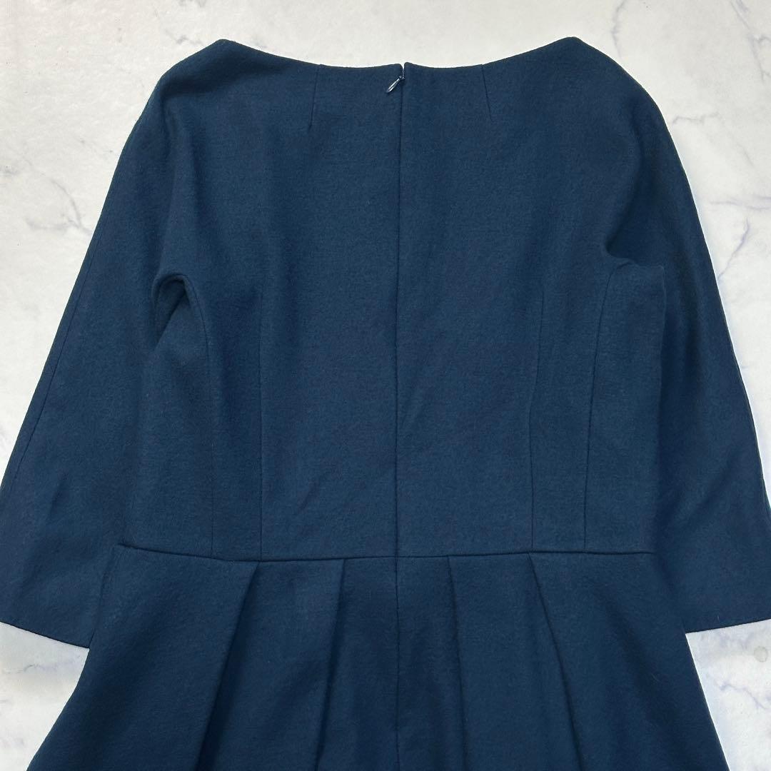 ダーマコレクション 圧縮ウール タックフレア 七分袖ワンピース　13AR