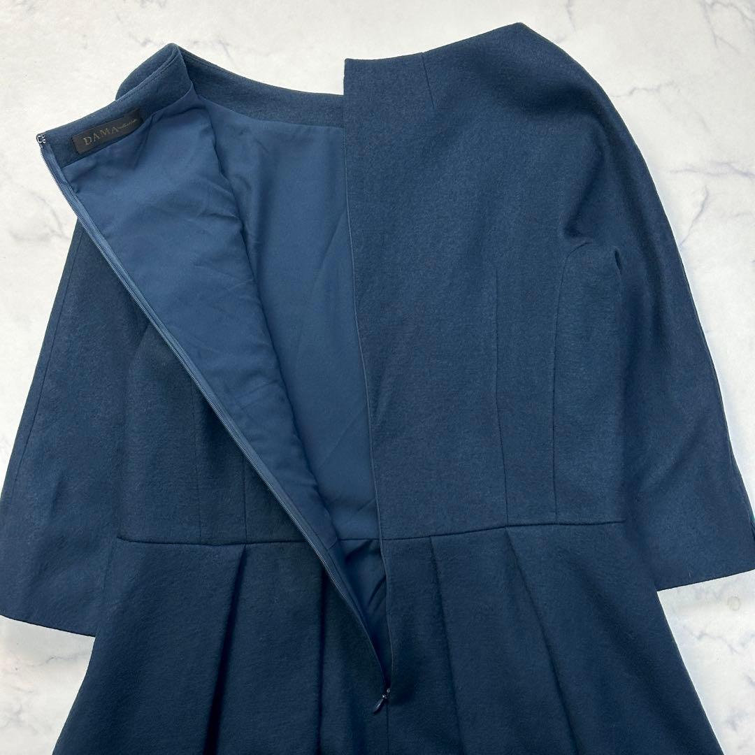 ダーマコレクション 圧縮ウール タックフレア 七分袖ワンピース　13AR