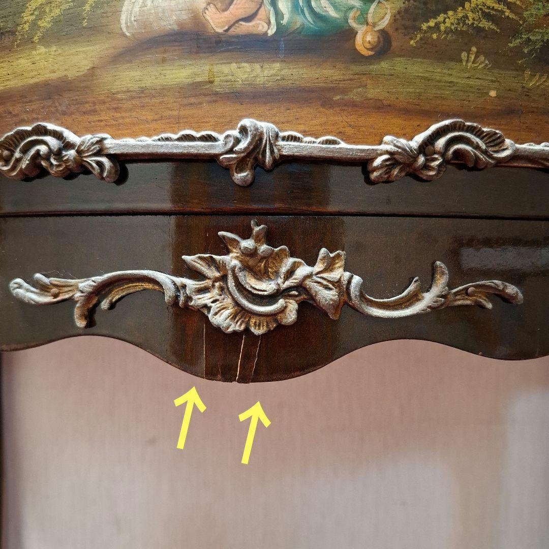 アンティーク※MarioColciagoサイドテーブル 手描き絵画付きイタリア製