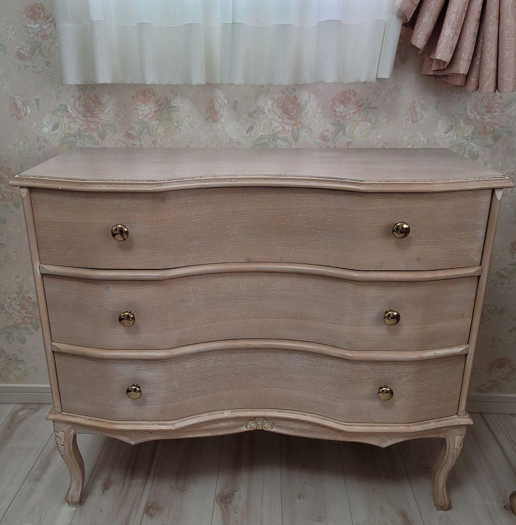 ロココ調　ピンクベージュ　猫足チェスト　引き出し　姫系　タンス　家具