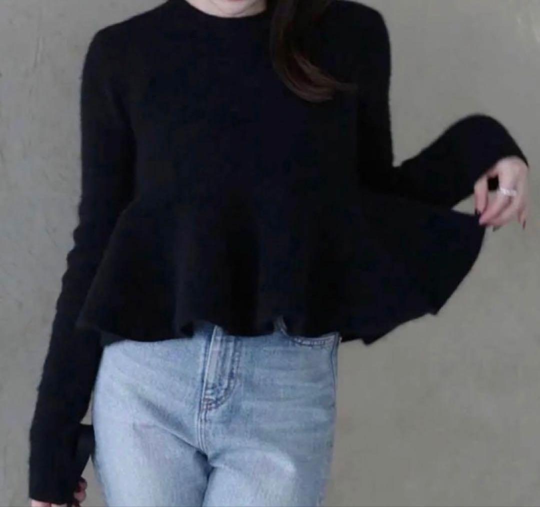 anuans ペプラムショートニットトップス