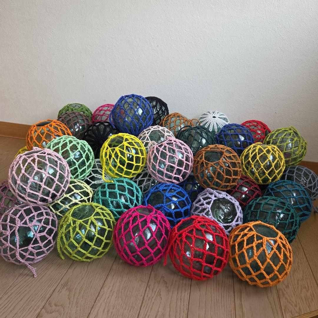 ガラス浮き玉 ガラス玉 １０cm x ５４