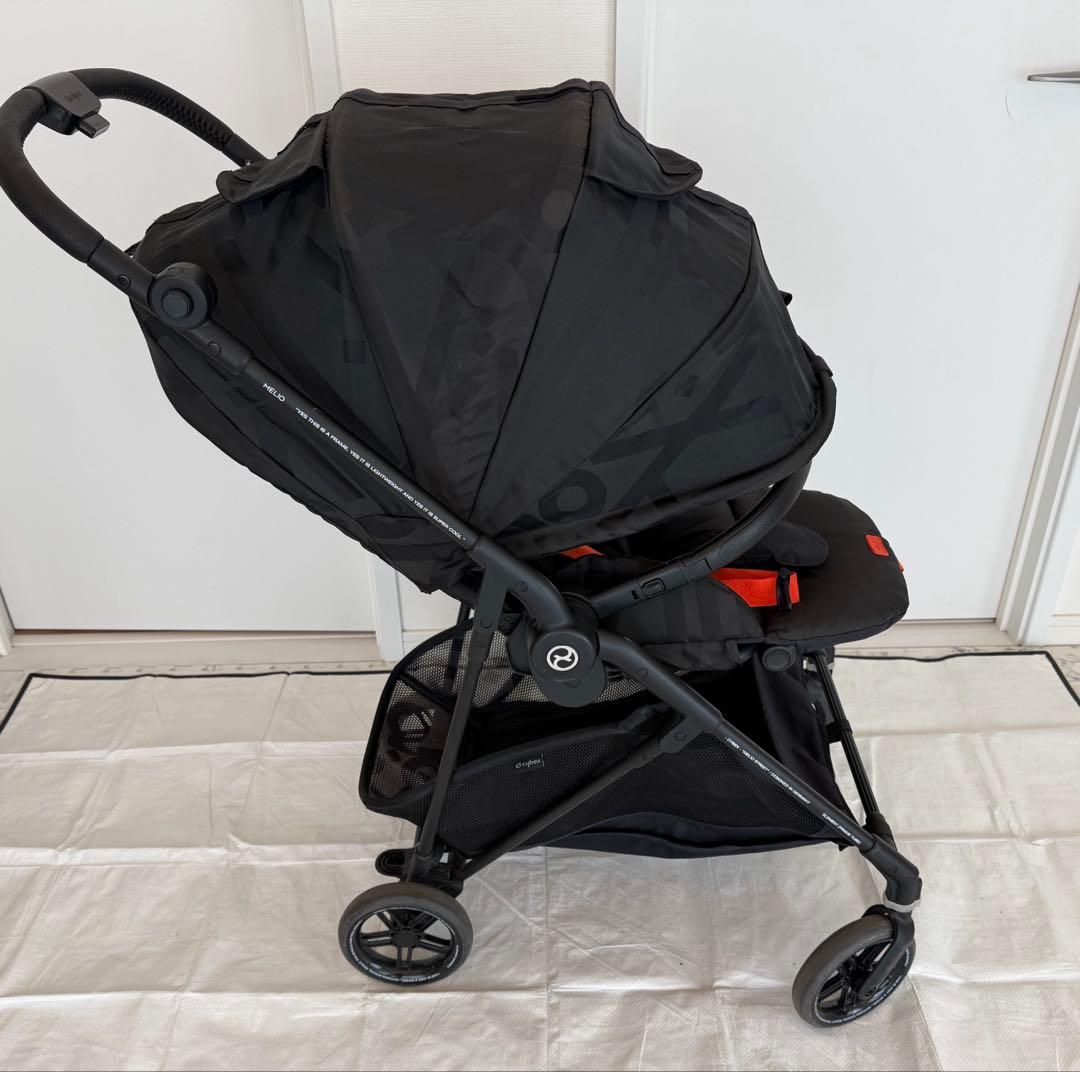 Cybex MELIO ベビーカー ブラック/オレンジ　カーボン