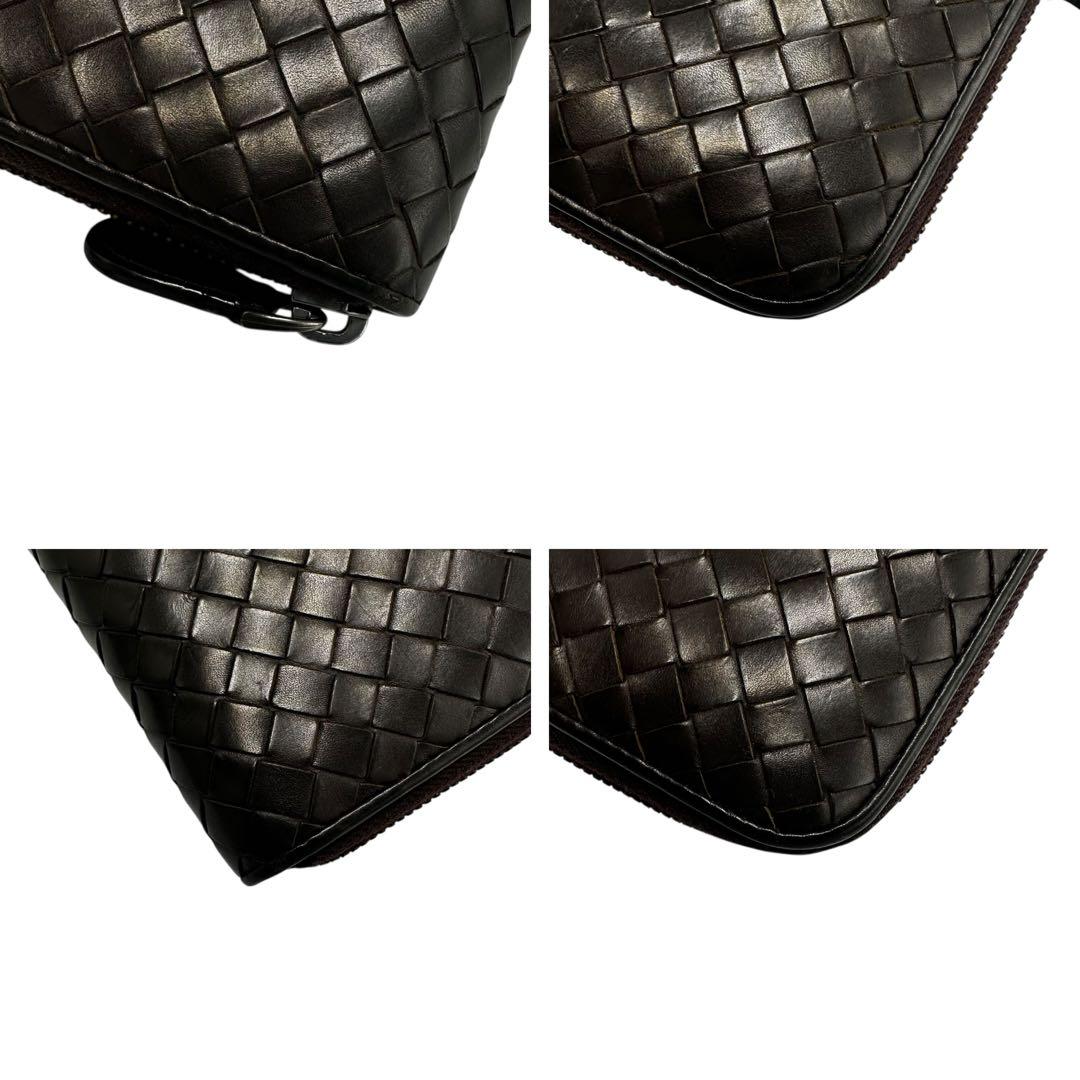 【美品】ボッテガヴェネタ 長財布 イントレチャート ラウンドファスナー ブラウン