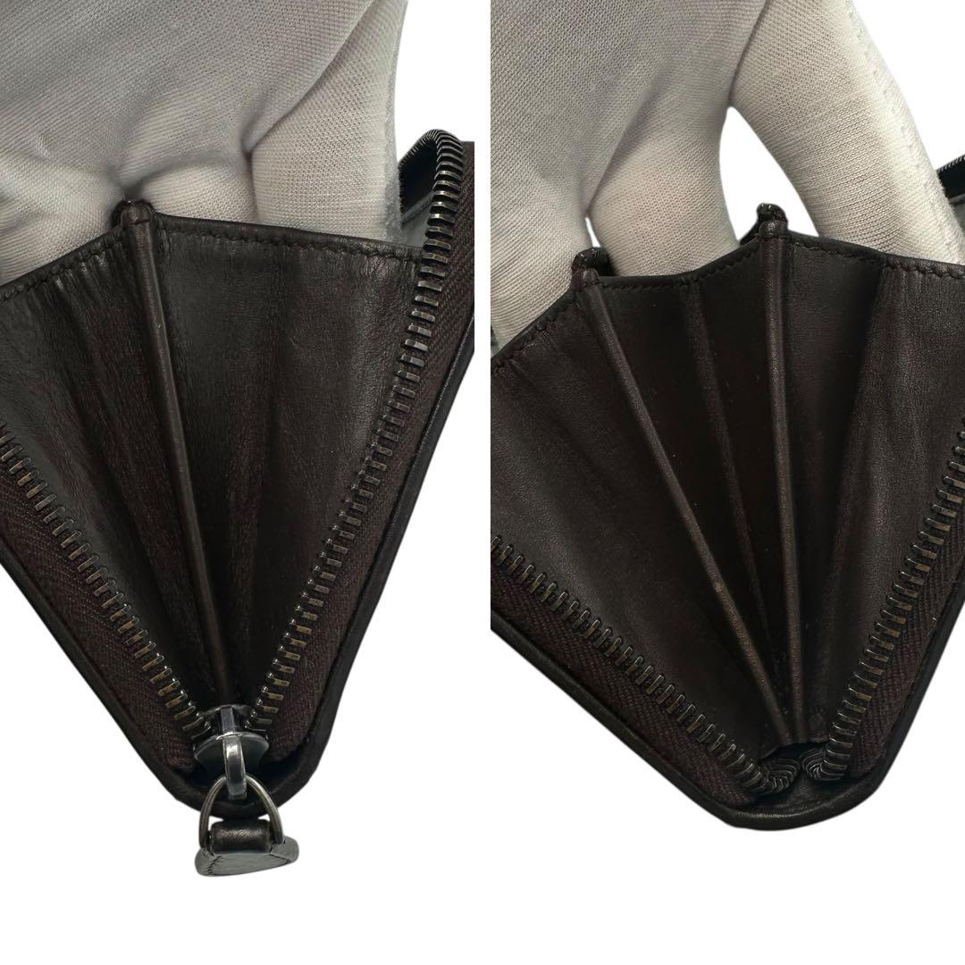 【美品】ボッテガヴェネタ 長財布 イントレチャート ラウンドファスナー ブラウン