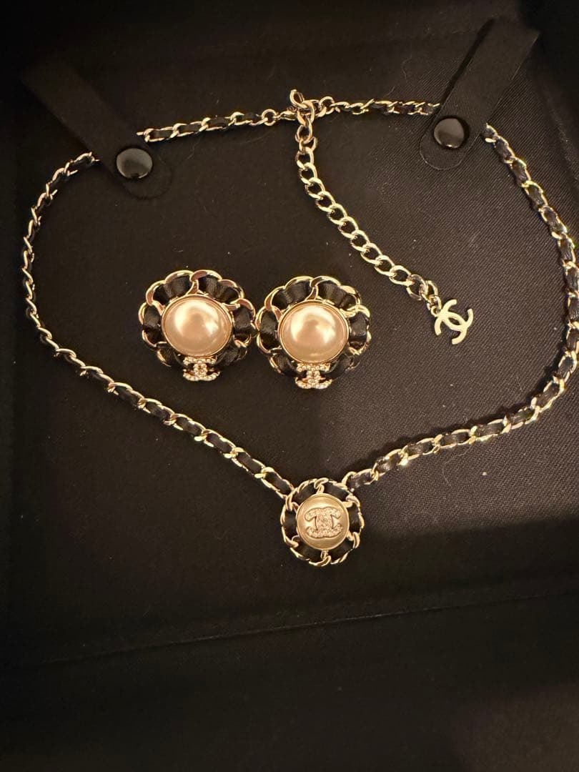 CHANEL パール チェーン ピアス　25K