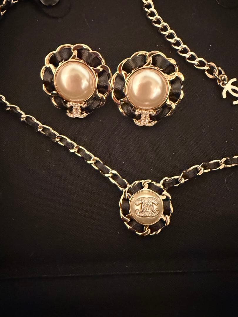 CHANEL パール チェーン ピアス　25K