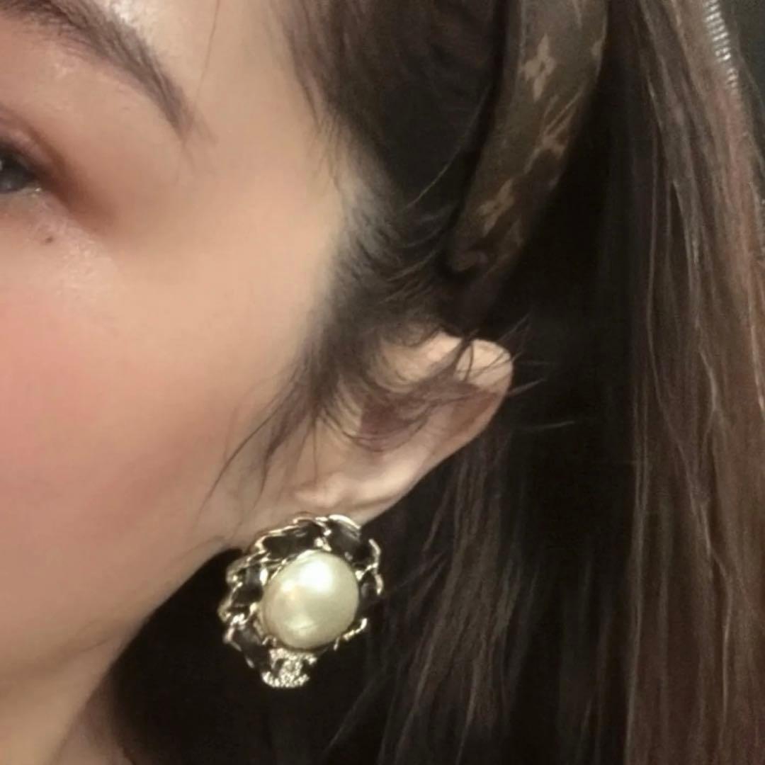 CHANEL パール チェーン ピアス　25K